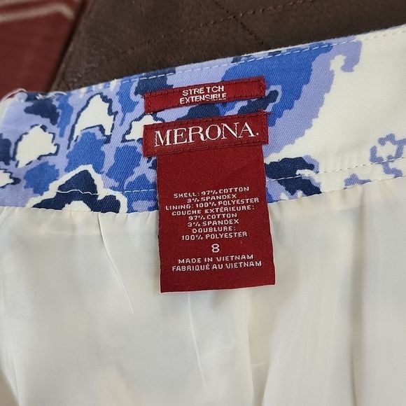 VEUC Sz 8 Lined Navy & Periwinkle Blue Skirt - Picture 11 of 12